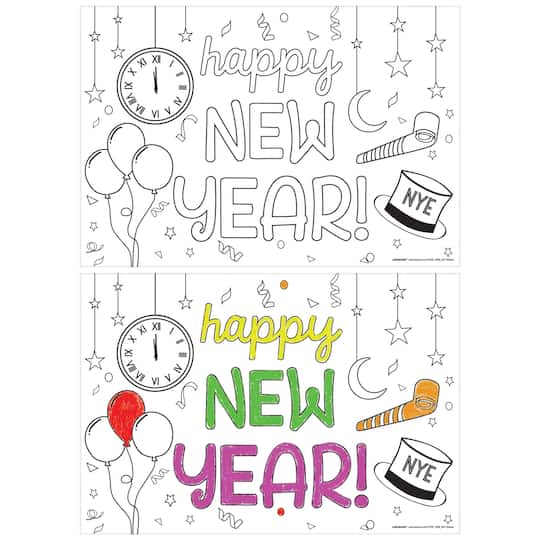 New Year&#x27;s Coloring Placemats